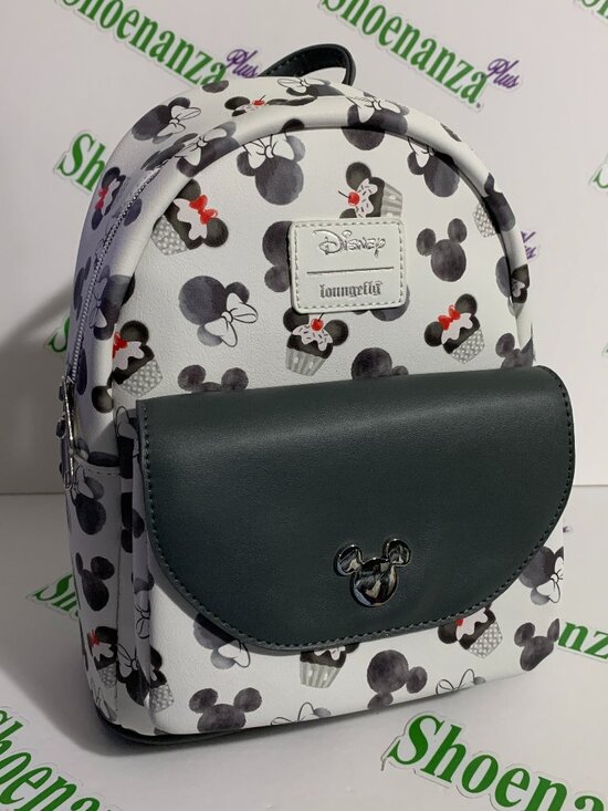 Loungefly Mini Backpack Disney Mickey Minnie Mouse Cupcake Heads Black White Bag main image 6